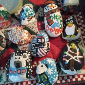 Painted rocks "Gwen Rocks" Seasonal hand painted all sizes available